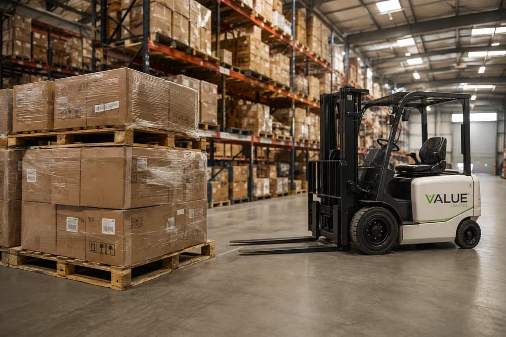 Value Logistics forklift operator in a warehouse
